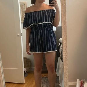 Lulus navy off the shoulder romper size M